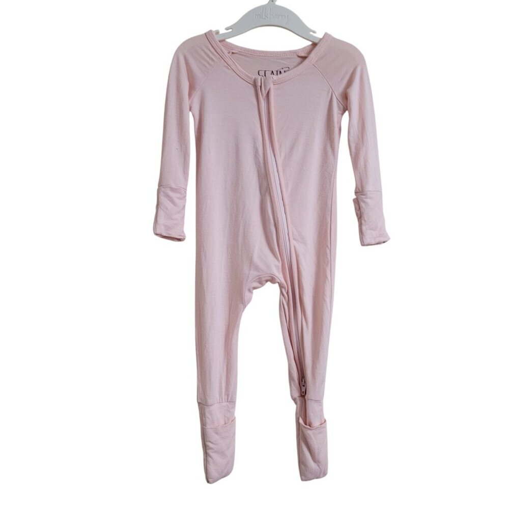 SCAINF Bamboo 0-3 Mo Baby Girl Light Pink Zippy Pajamas Solid‎ Sleeper Zipper